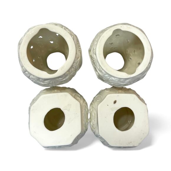 Set of 2 Vintage Pierced Porcelain Oil / Wax Warmers | Ivory Ceramic Diffusers - Picture 4 of 4